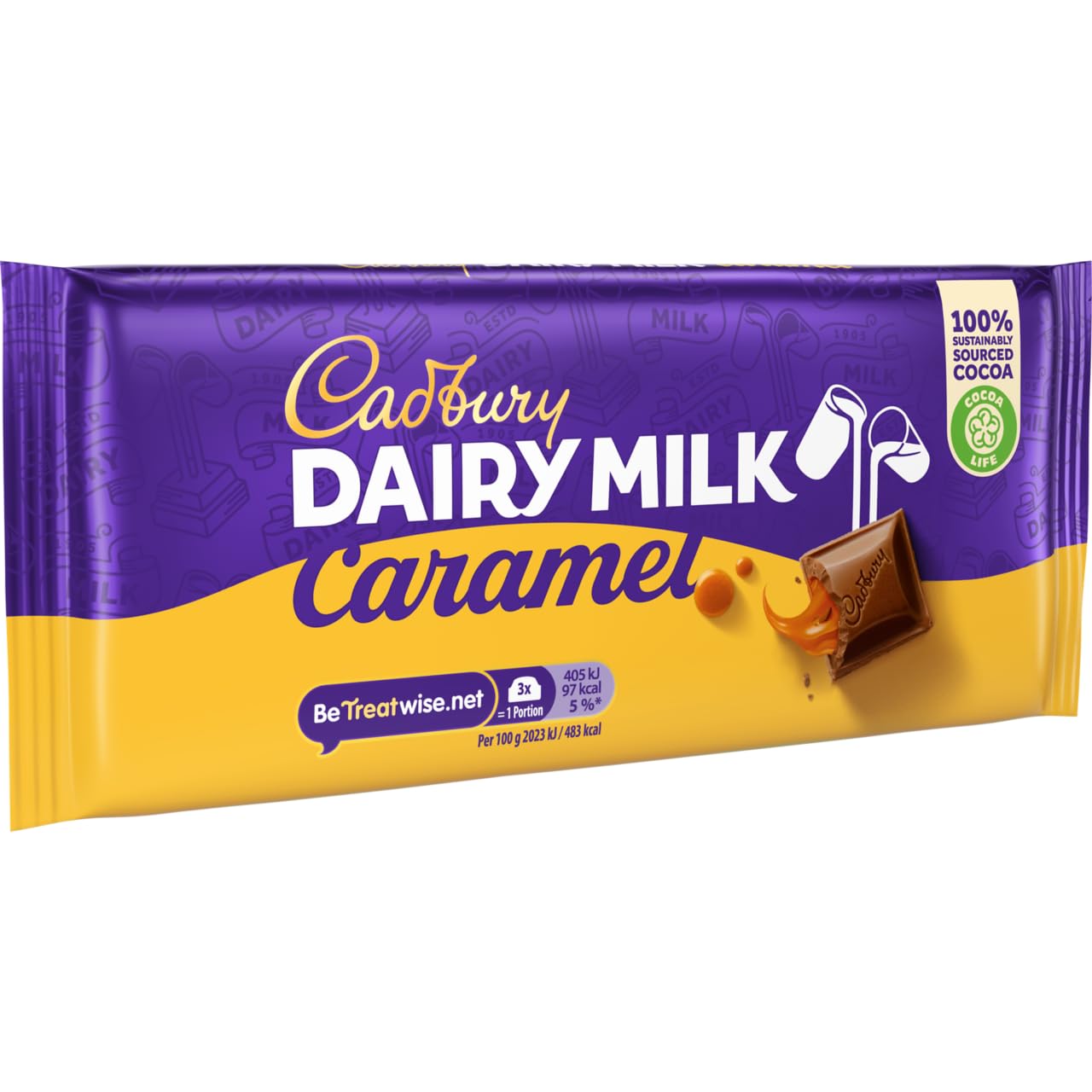 Cadbury Dairy Milk Caramel Chocolate Bar, Creamy Dairy Milk and Golden Caramel, 120g (UK)
