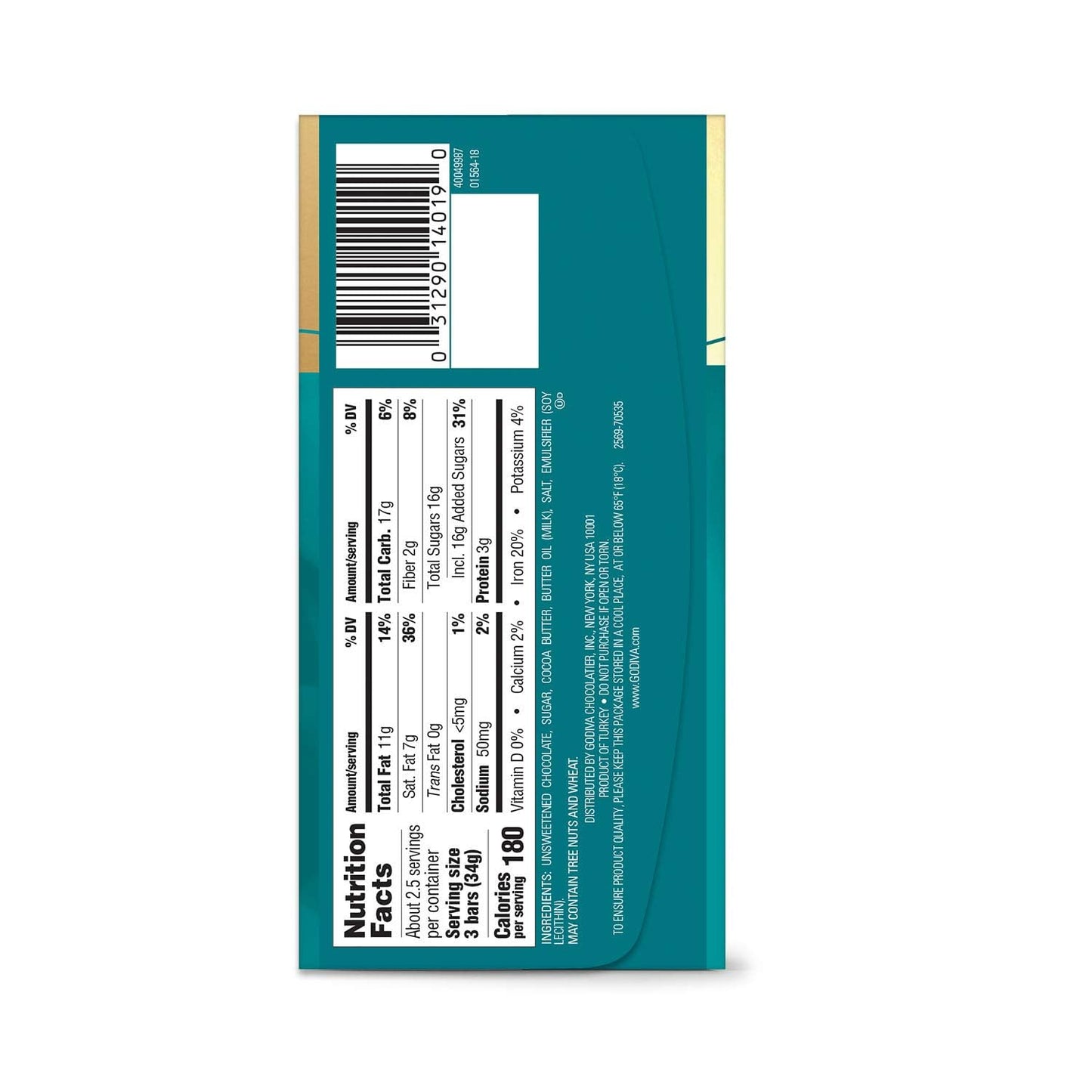 GODIVA Signature Sea Salt Dark Chocolate, 8 Individually Wrapped Mini Bars, 90g (Product Of Belgium) From DECADENT
