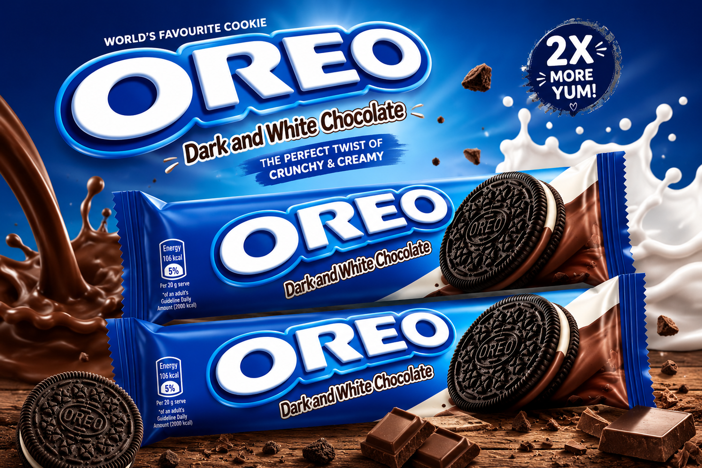 Oreo Dark & White Chocolate Flavoured Sandwich Cookies, 137g (Pack of 02)