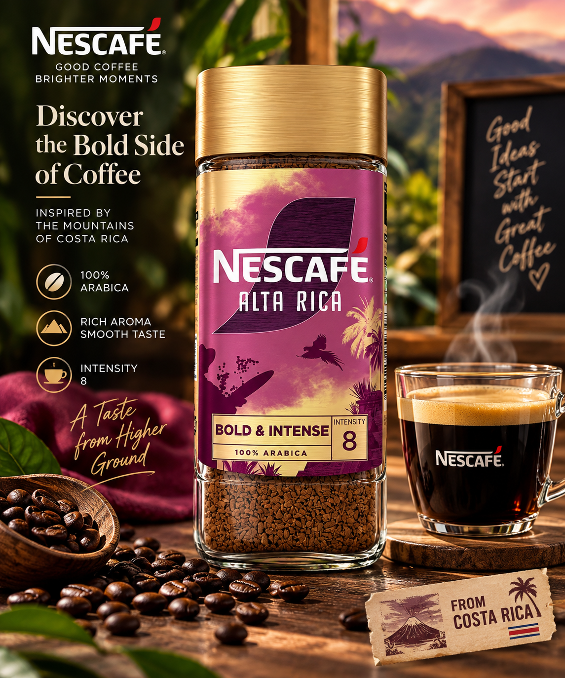 NESCAFÉ Alta Rica Gold Blend – Bold & Intense 100% Arabica Instant Coffee | Intensity 8 | 95g (UK)