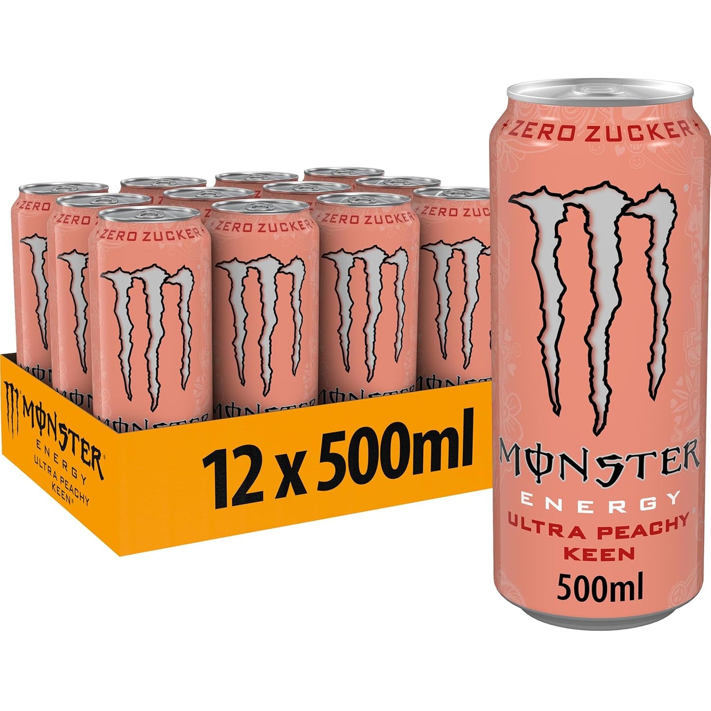 Monster Energy® Ultra Peach Keen Carbonated Energy Drink | Pack of 12 Cans (UK)