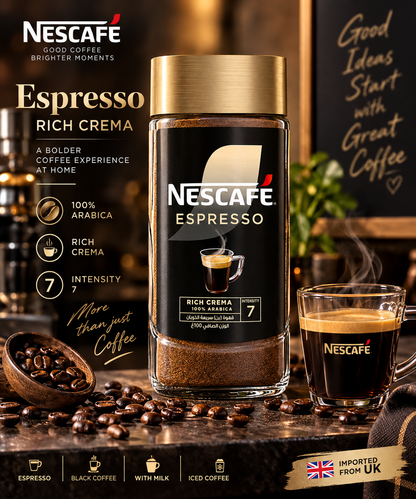 NESCAFÉ Espresso Rich Crema Instant Coffee – 100% Arabica, Intensity 7 – 95g (UK)