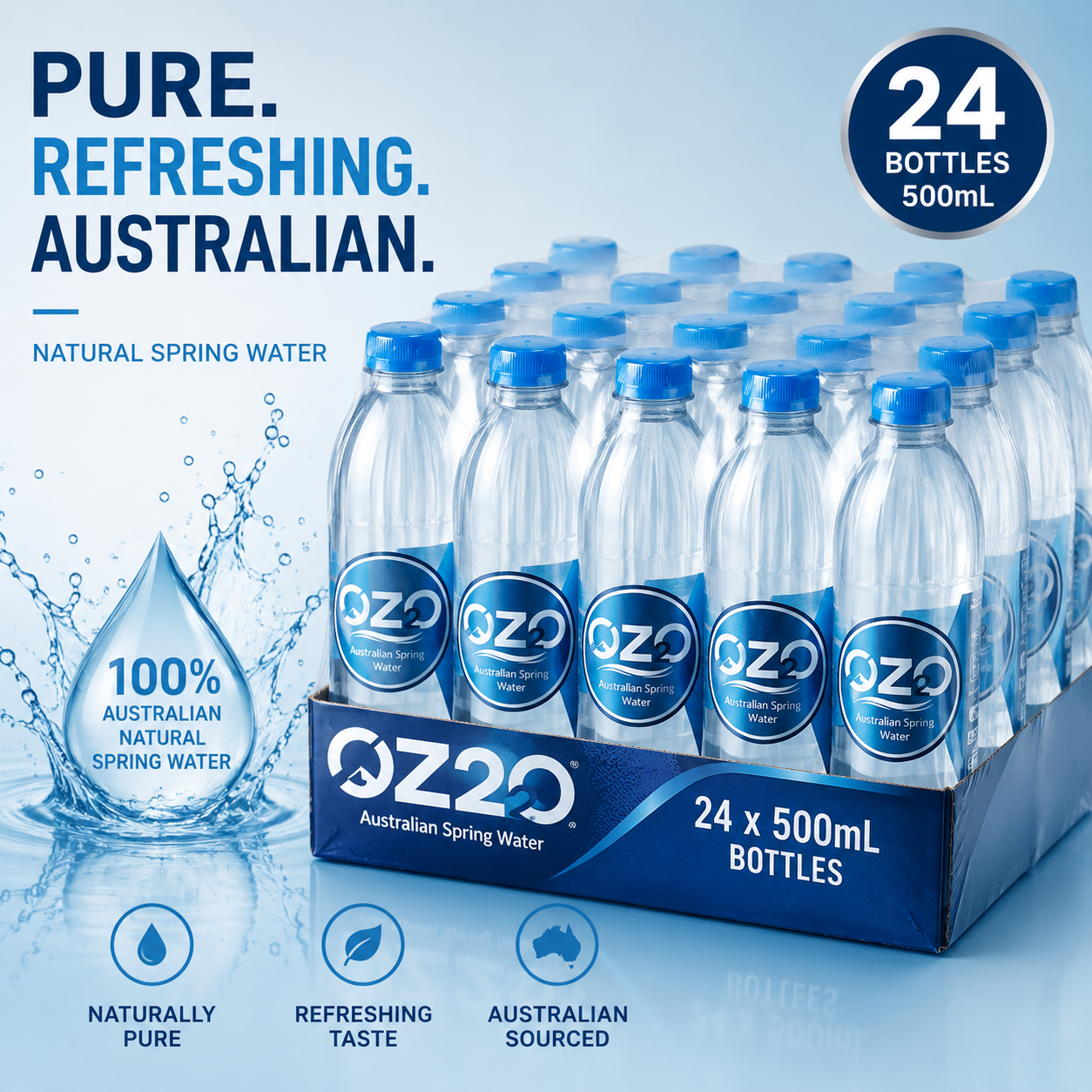 OZ2O – Pure Australian Spring Water 600ml Bottles (Pack of 24) (Australia)