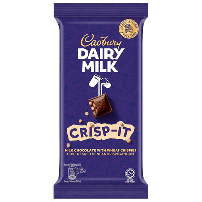 Cadbury Dairy Milk Crisp-It Milk Chocolate with Wheat Crisps 130g (Pack of 02) (Malaysia)