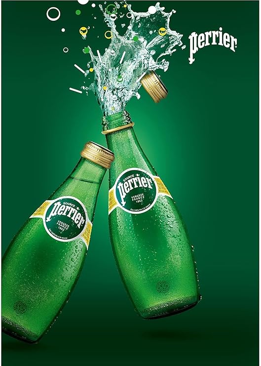 Perrier Natural Mineral Carbonated Sparkling Water, 330ml - Pack of 24, Imported (From France)