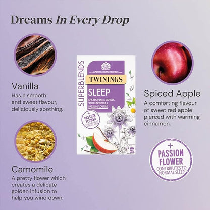 Twinings Sleep Spiced Apple & Vanilla with Chamomile & Passion Flower, 30 g
