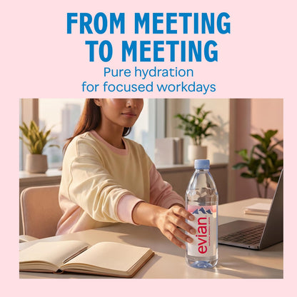 Evian Mineral Water, Naturally Filtered Drinking Water, 500ml Bottled Water Crafted by Nature, Case of 24 x 500ml Water Bottles