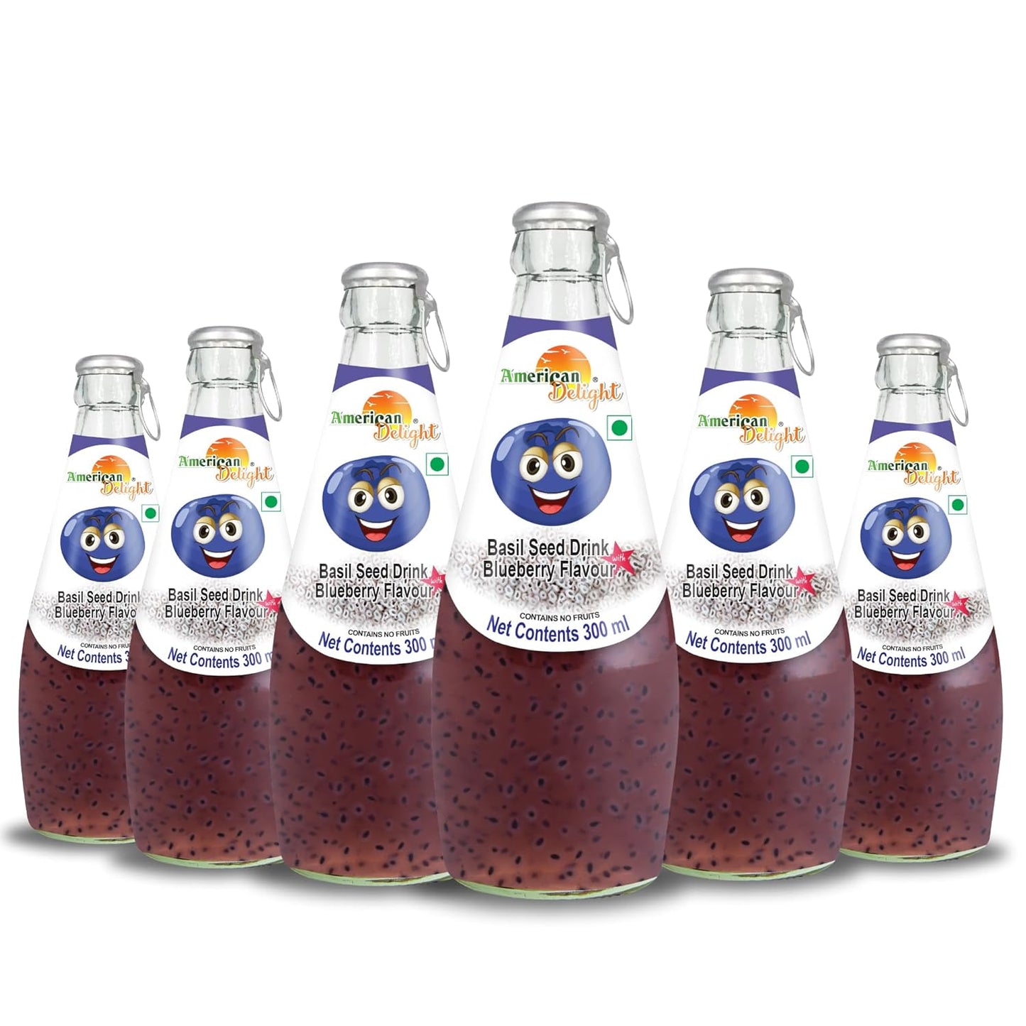 American Delight Blueberry Flavored Drink with Basil Seed (Pack of  24x 300ml) Flavored Drink Blueberry Flavored Drink Ready to Serve