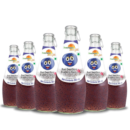 American Delight Blueberry Flavored Drink with Basil Seed (Pack of  24x 300ml) Flavored Drink Blueberry Flavored Drink Ready to Serve