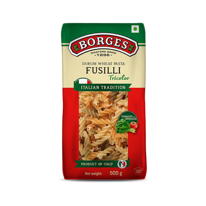 Borges Tricolour Fusilli Pasta - 500 gm (Pack of 03) (Italy)