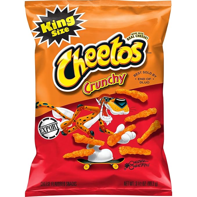 Frito Lay Cheetos Crunchy Cheese Flavored Snack King Size, 3.49 oz ℮ 99 g