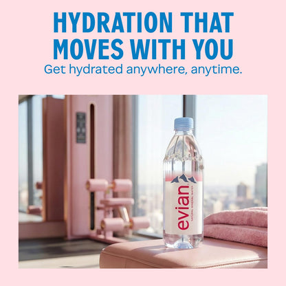 Evian Mineral Water, Naturally Filtered Drinking Water, 500ml Bottled Water Crafted by Nature, Case of 24 x 500ml Water Bottles