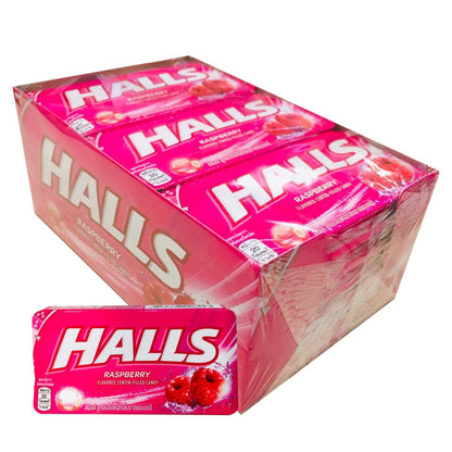 HALLS Raspberry Flavoured Center, Filled Candy (pack of 18) (Thailand)