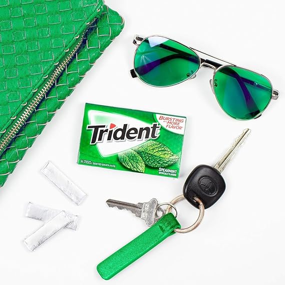 Trident Sugar Free Chewing Gum The Delicious Spearmint Flavoured 14 Sticks - 12 Pack (Imported)