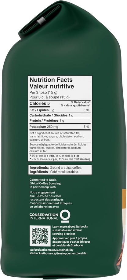 Starbucks True North Blend Ground Coffee, Blonde Roast, 340g
