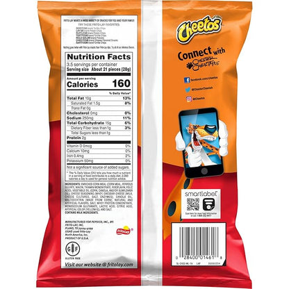 Frito Lay Cheetos Crunchy Cheese Flavored Snack King Size, 3.49 oz ℮ 99 g