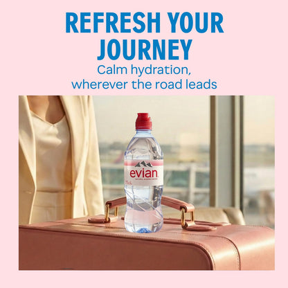 Evian Mineral water, Naturally Filtered Drinking water, 750ml Bottled Water Crafted by Nature, Case of 12 x 750ml Sports Cap Water Bottles