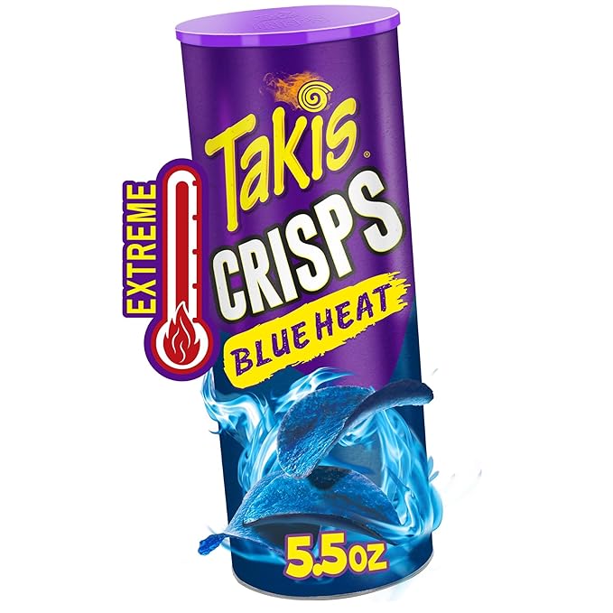 Takis Crisps Blue Heat – Extreme Spicy Blue Flavored Potato Chips, Stackable Snack,155.92g (Imported)
