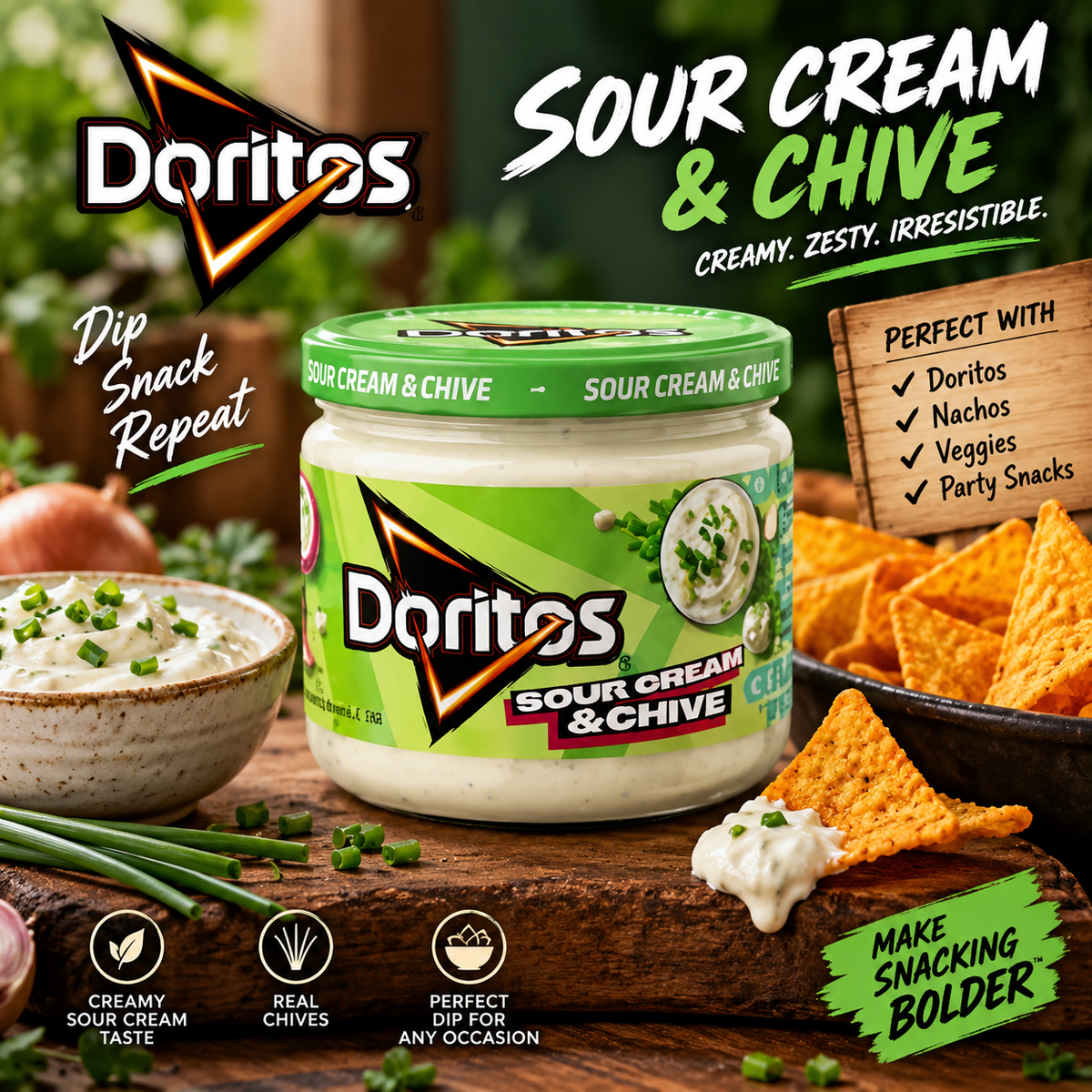 Doritos Sour Cream & Chive Dip – Creamy & Zesty 280G (Pack of 02) (UK)
