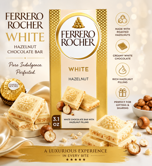 Ferrero Rocher White Hazelnut Chocolate Bar 90Gm (Pack of 02) (Italy)
