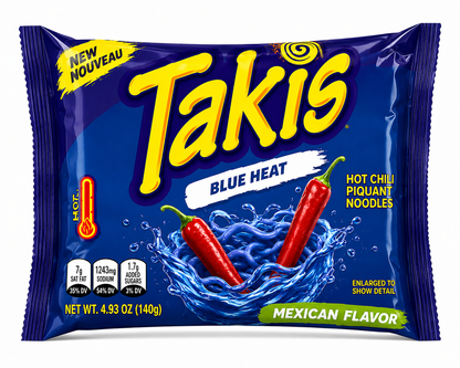 Takis's Blue Heat Hot Chili Piquant Noodles, Mexican Flavor, 140g