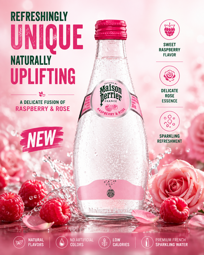 Maison Perrier Forever Rasberry & Rose Sparkling Water, 330ml (Pack Of 24) (France)