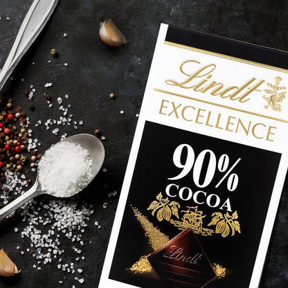 Lindt Excellence 90% Cocoa Dark Supreme Noir Chocolate Bar, 100 g (Pack of 02)