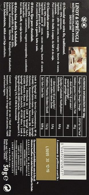 Lindt Excellence Cocoa Bar (99%) - 50 Gm