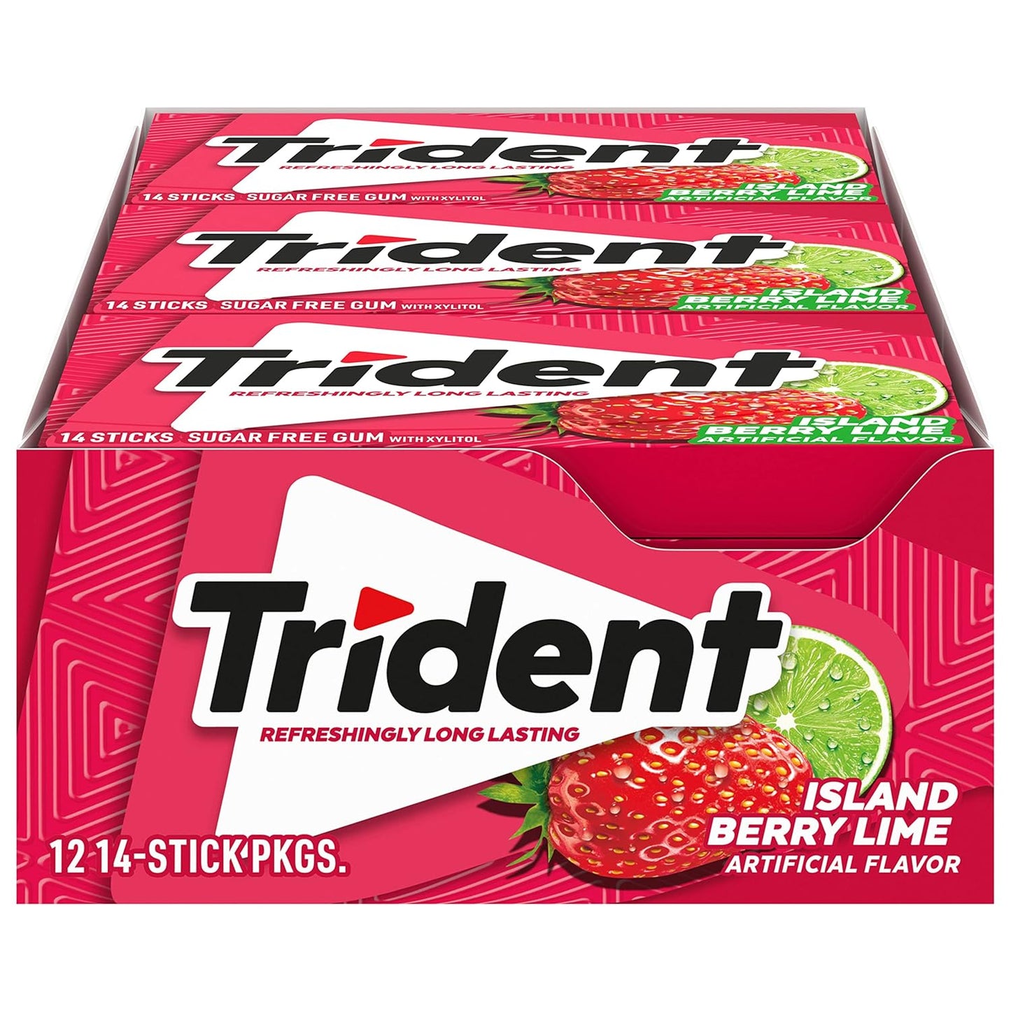 Trident Imported Sugar Free Gum, Island Berry Flavour, 14 Count (Pack of 12)