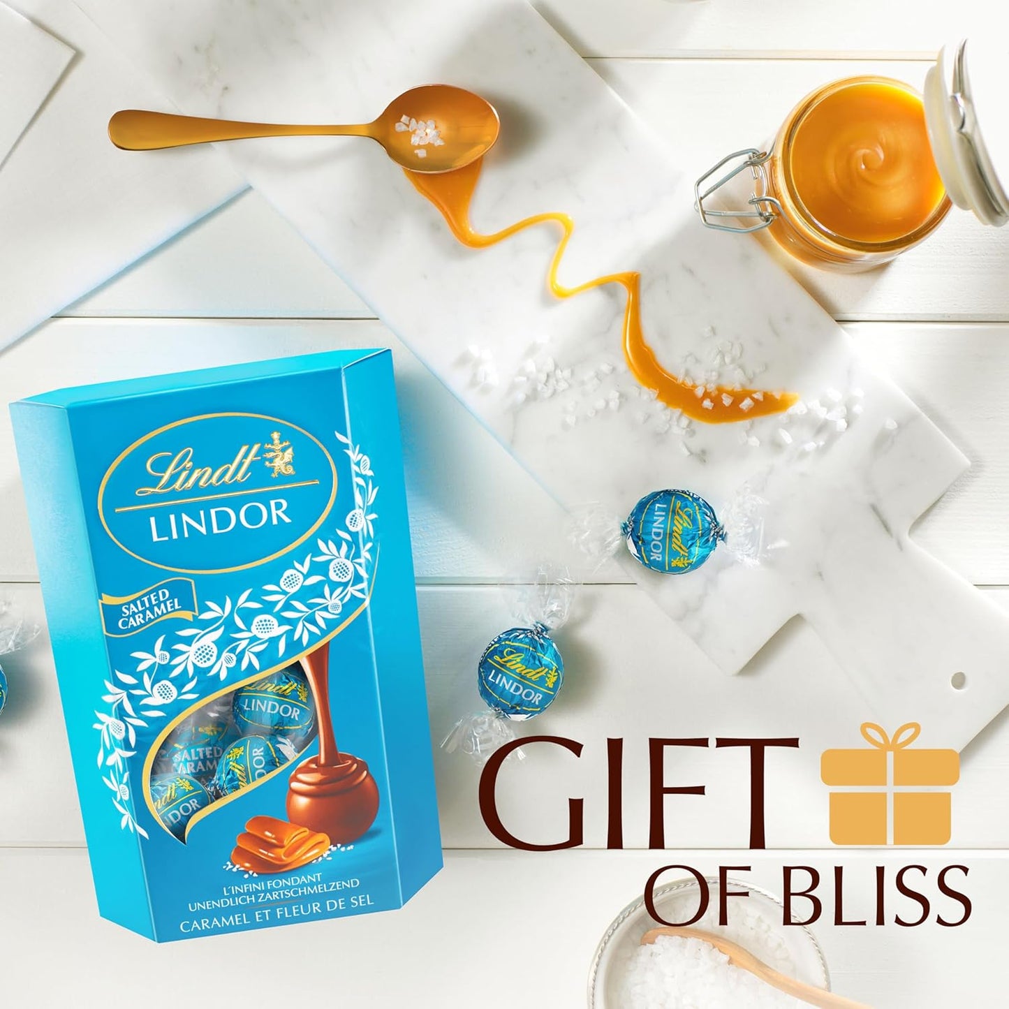 Lindt LINDOR Milk Salted Caramel Chocolate Truffles, 7.05 oz / 200 g