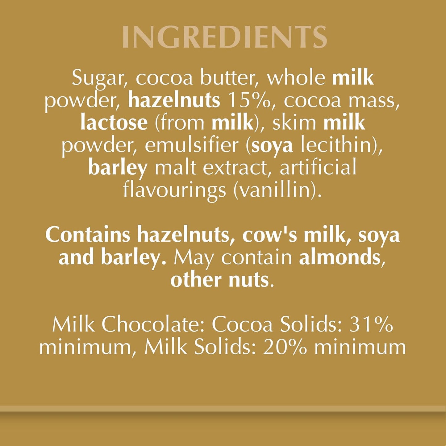 Lindt Gold Tab Chocolate with Hazelnut 300 gm Pack