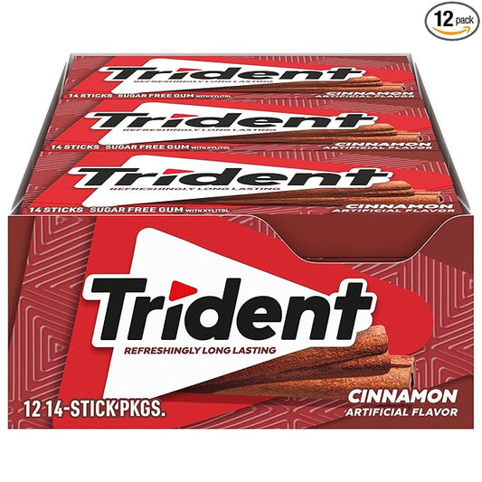 Trident Cinnamon Sugar Free Gum, 14 Sticks, 26 g, 12 Pack