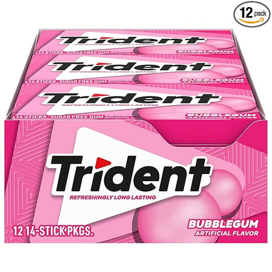 Trident Bubblegum Sugar Free Gum, 12 X 14