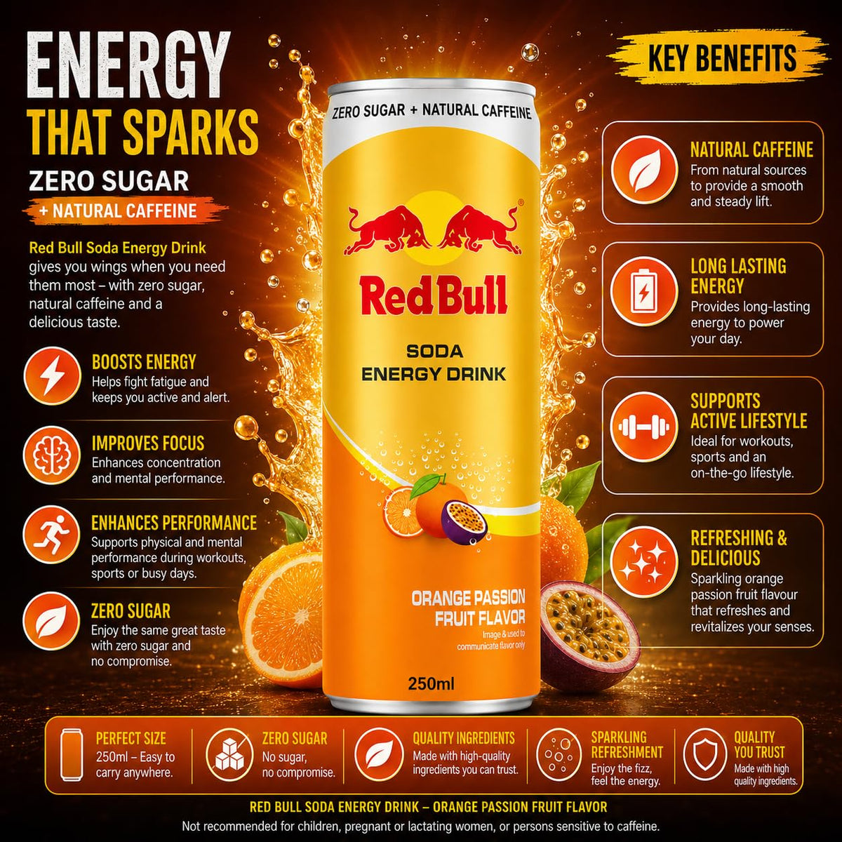 Red Bull Orange Passion Fruit – Refreshing Energy & Flavor (Pack Of 02) (250ml) (THAILAND)