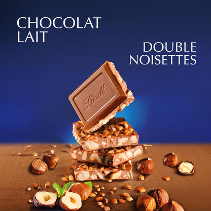 Lindt Grand Plaisir Lait Double De Noisettes ( Milk Hazelnut ) Milk Chocolate Bar 150g ((Pack of 02)
