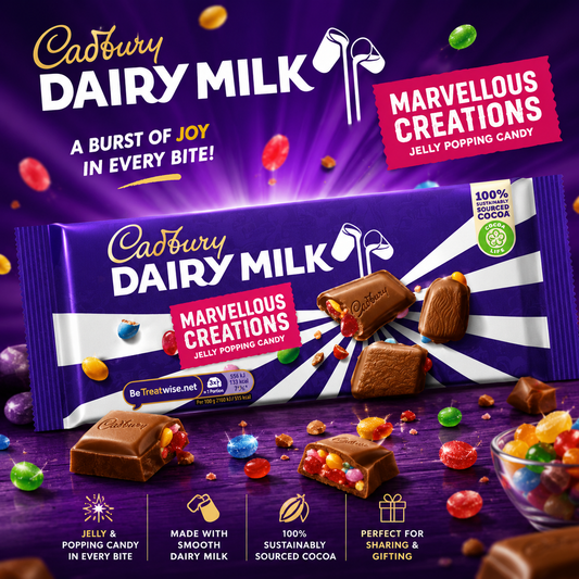 Cadbury Dairy Milk Marvellous Creations Jelly Popping Candy Milk Chocolate Bar, 180 Gm (UK)