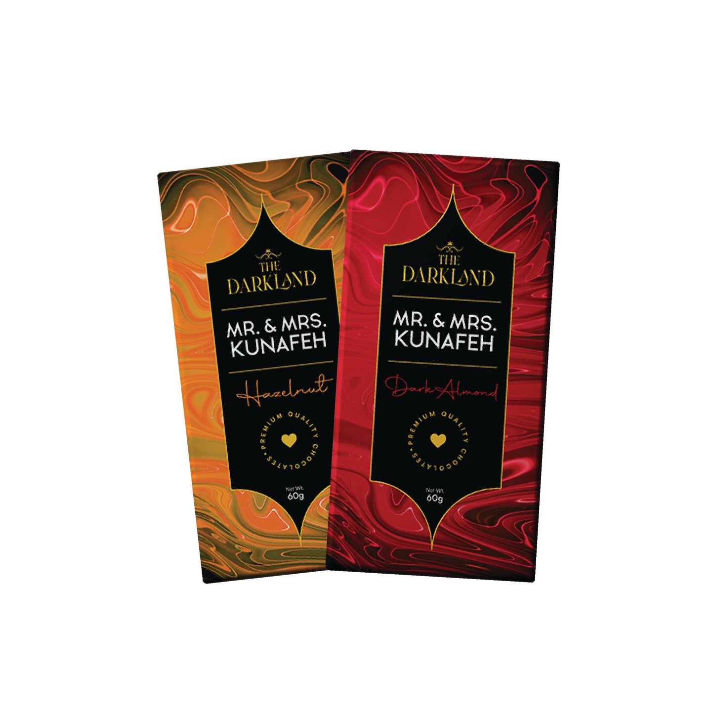 Combo Pack - MR. & MRS. Kunafa | Hazelnut & Dark Almond Flavour | Aphrodisiac Chocolate Bar