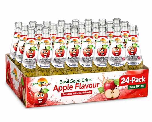 American Delight Flavored Drink with Basil Seed |Apple Flavored Drink with Basil Seed | Pack of 24 x 300ml Each | Ready to Serve Drink