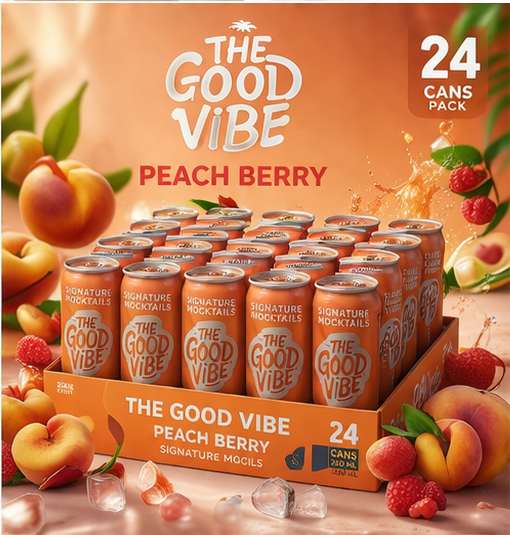 The Good Vibe Peach Berry Signature Mocktail | 250 ML | Pack Of 24