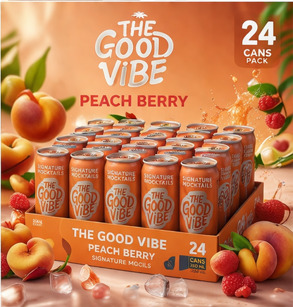The Good Vibe Peach Berry Signature Mocktail | 250 ML | Pack Of 24