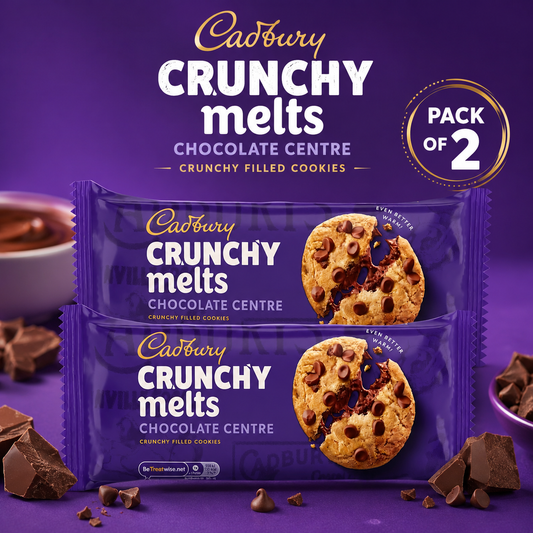 Cadbury Crunchy Melts Chocolate Chip Cookies with Soft Melting Centre Biscuit, 156g ( Pack of 2 ) (UK)