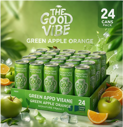 The Good Vibe Green Apple Orange Signature Mocktail | 250 ML | ( Pack Of 24)