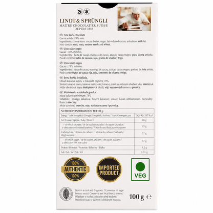 Lindt Excellence 78% Cacao, 100g (Pack of 02) (Switzerland)