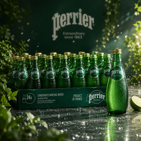 Perrier Natural Mineral Carbonated Sparkling Water, 330ml - Pack of 24, Imported (From France)