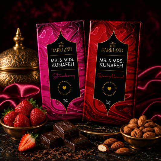 Combo Pack - MR. & MRS. Kunafa | Dark Almond & Strawberry Flavour | Aphrodisiac Chocolate Bar
