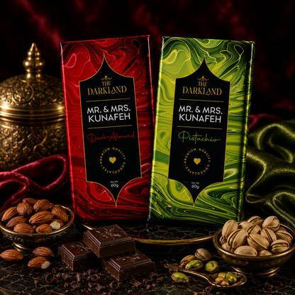 Combo Pack - MR. & MRS. Kunafa | Dark Almond & Pistachio Flavour | Aphrodisiac Chocolate Bar