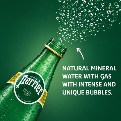 Perrier Natural Mineral Carbonated Sparkling Water, 330ml - Pack of 24, Imported (From France)