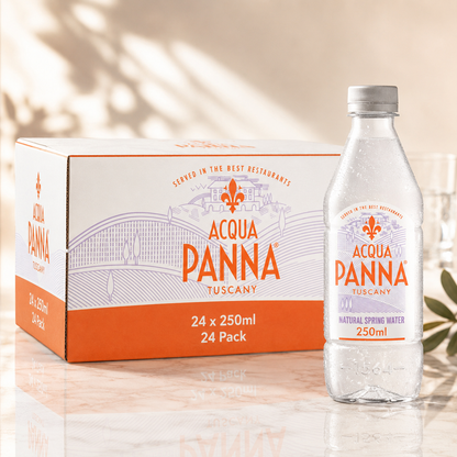 Acqua Panna Natural Spring Water • The Smoothest Taste Toscana, 8.45 fl oz ℮ 250 ml, 24 Pack
