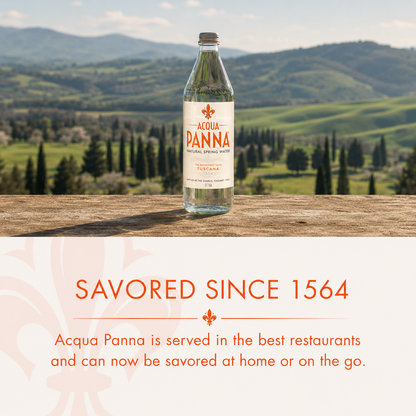 Acqua Panna Natural Spring Water • The Smoothest Taste Toscana, 8.45 fl oz ℮ 250 ml, 24 Pack