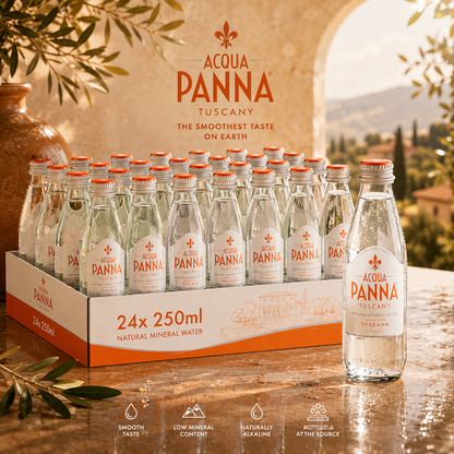 Acqua Panna Natural Spring Water • The Smoothest Taste Toscana, 8.45 fl oz ℮ 250 ml, 24 Pack